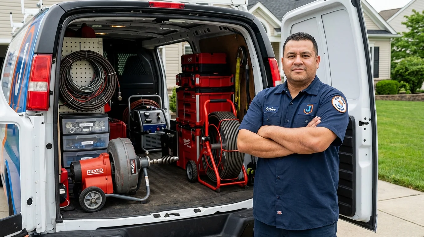 Professional drain cleaning equipment and Johns Plumbing LLC plumber in Mora